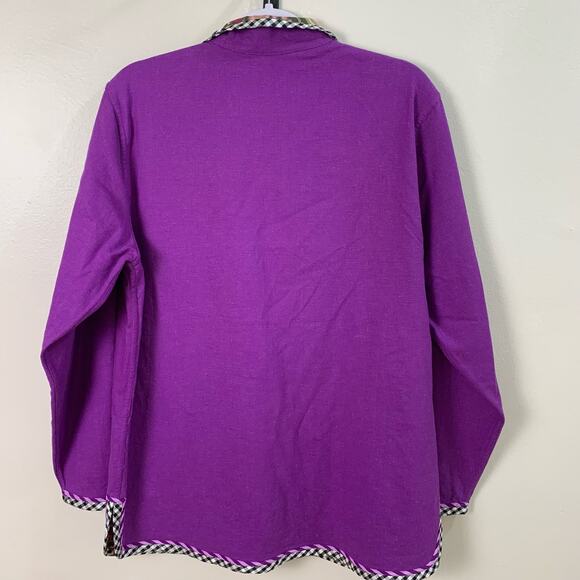 Koos of Coursee! Size M Linen Blend Art to Wear Reversible Floral Jacket Purple - Picture 6 of 12